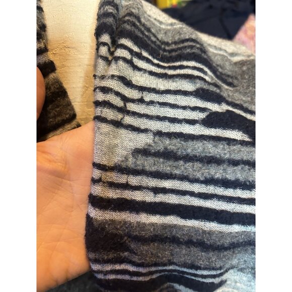 LUCKY BRAND Aztec Drape Open Front Cardigan Sweater Black & Gray Knit Sz M - Picture 9 of 11